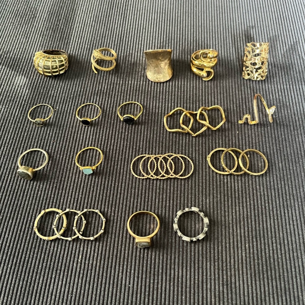 Huge lot gold rings - mix of handmade in Seattle, Nordstrom, Shopbop, & Nashelle